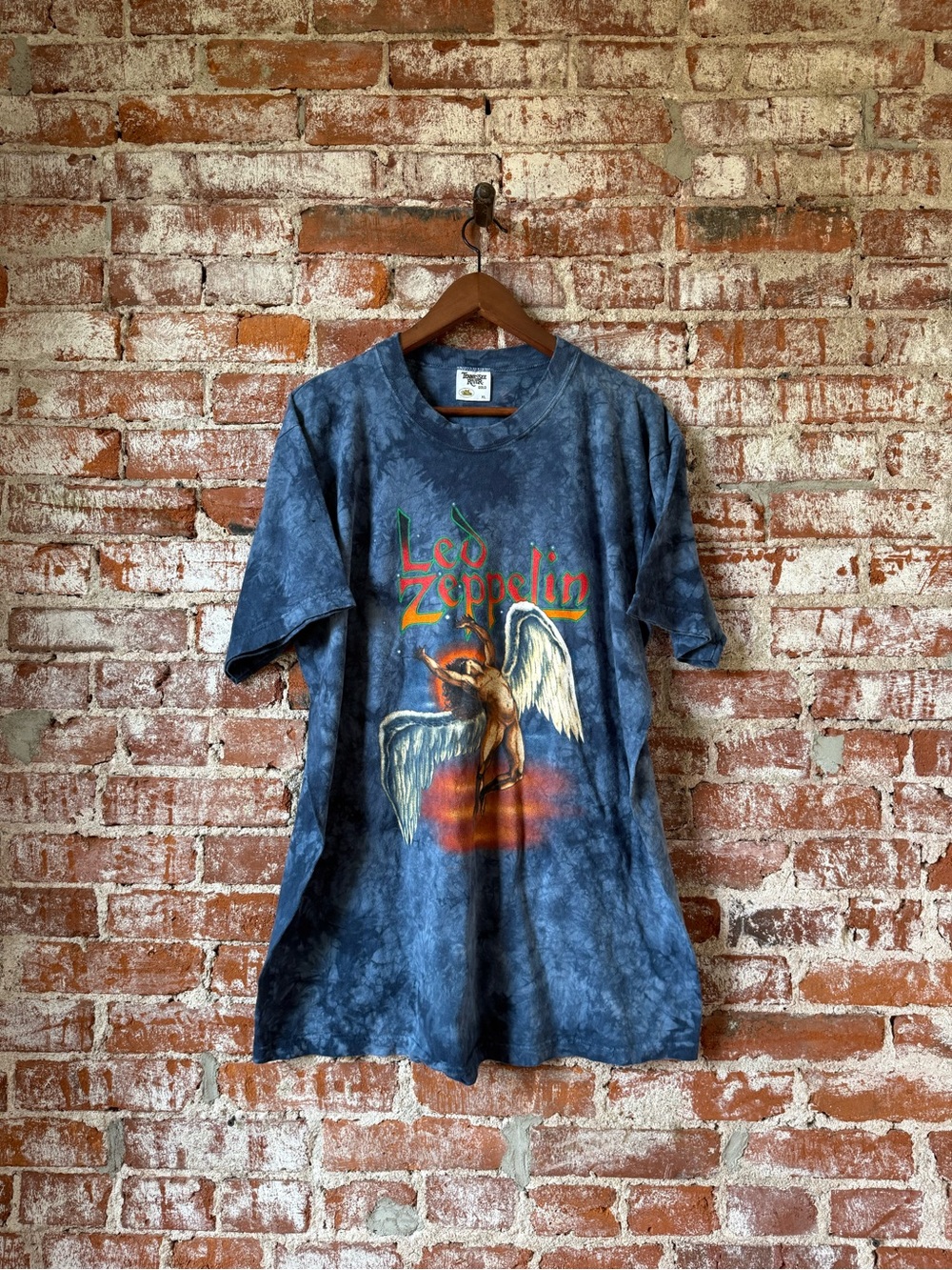 Vintage Tie Dye LED Zeppelin Falling Angel Tee Double Sided Tennessee River Xl